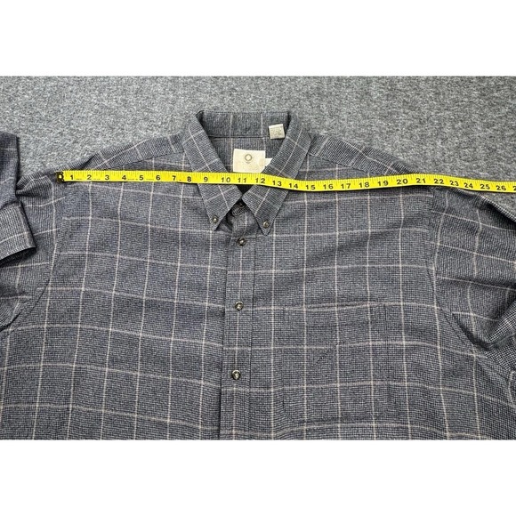 Viyella Wool Cotton Blend Flannel Sport Shirt Men 2XL XXL Plaid Check Gray Black - Picture 8 of 16